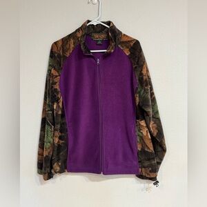 Trail Crest Women’s Hunting Fleece Purple and Camo Mid-weight Full-Zip Jacket XL